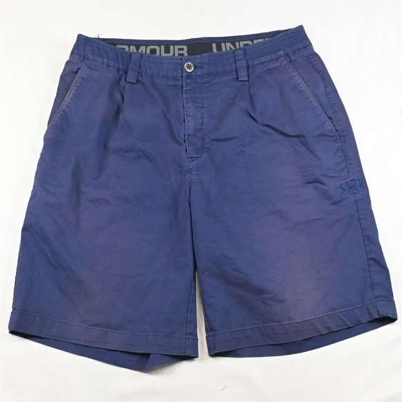 Under‎ armour 34 x 10" Navy Blue 1261612 Pleated Performance Chino Golf Shorts - Picture 1 of 3